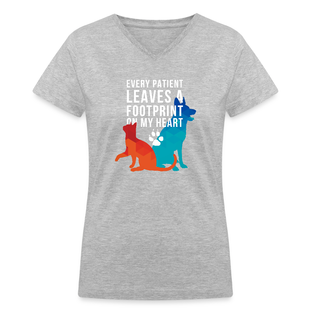 Every patient leaves a pawprint on my heart Women's V-Neck T-Shirt-Women's V-Neck T-Shirt | LAT 3507-Teelime | shirts-hoodies-mugs