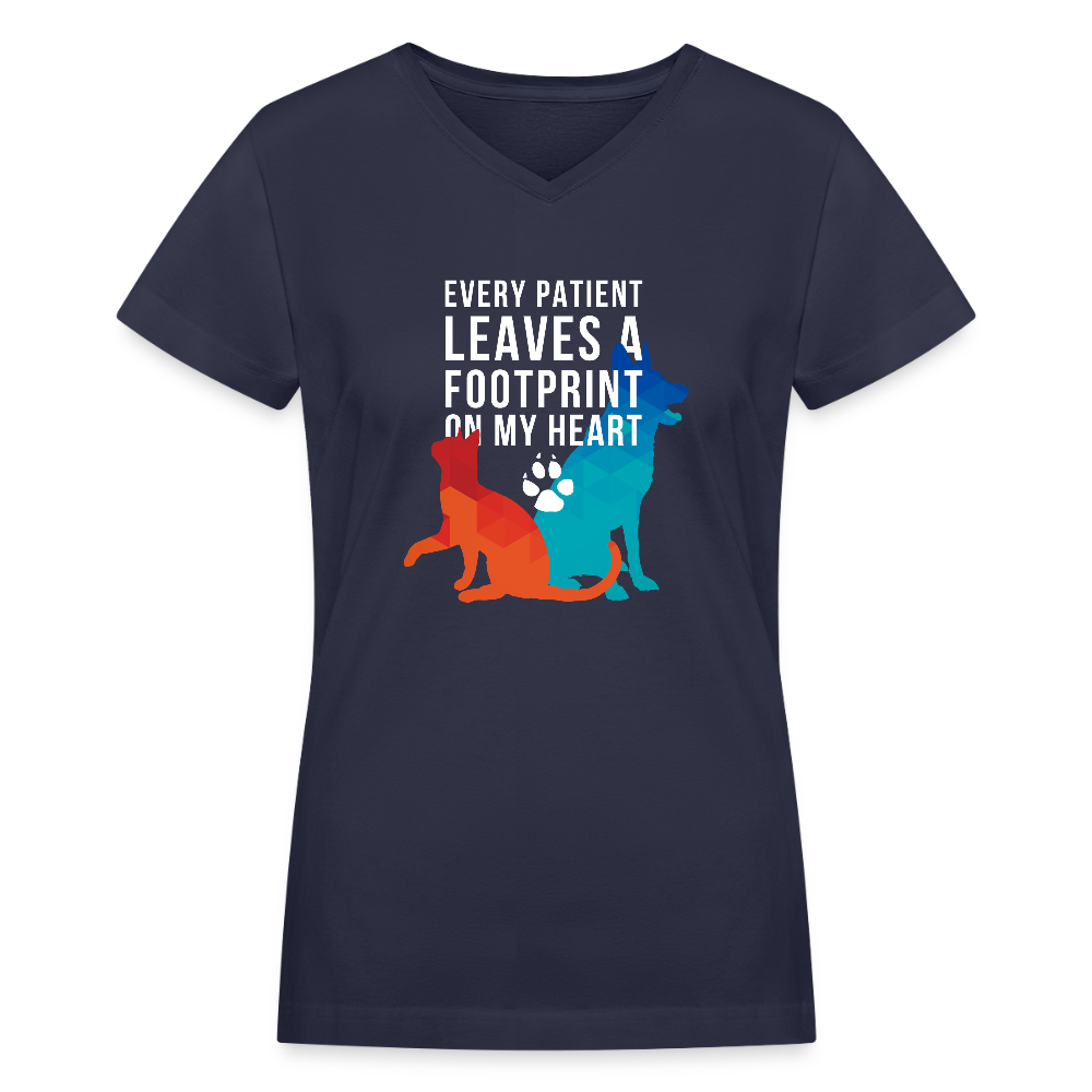 Every patient leaves a pawprint on my heart Women's V-Neck T-Shirt-Women's V-Neck T-Shirt | LAT 3507-Teelime | shirts-hoodies-mugs