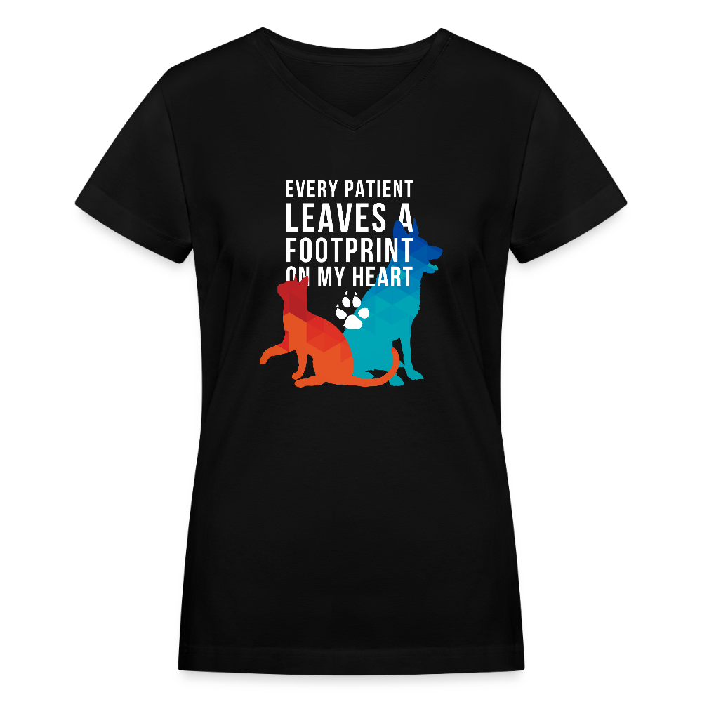 Every patient leaves a pawprint on my heart Women's V-Neck T-Shirt-Women's V-Neck T-Shirt | LAT 3507-Teelime | shirts-hoodies-mugs