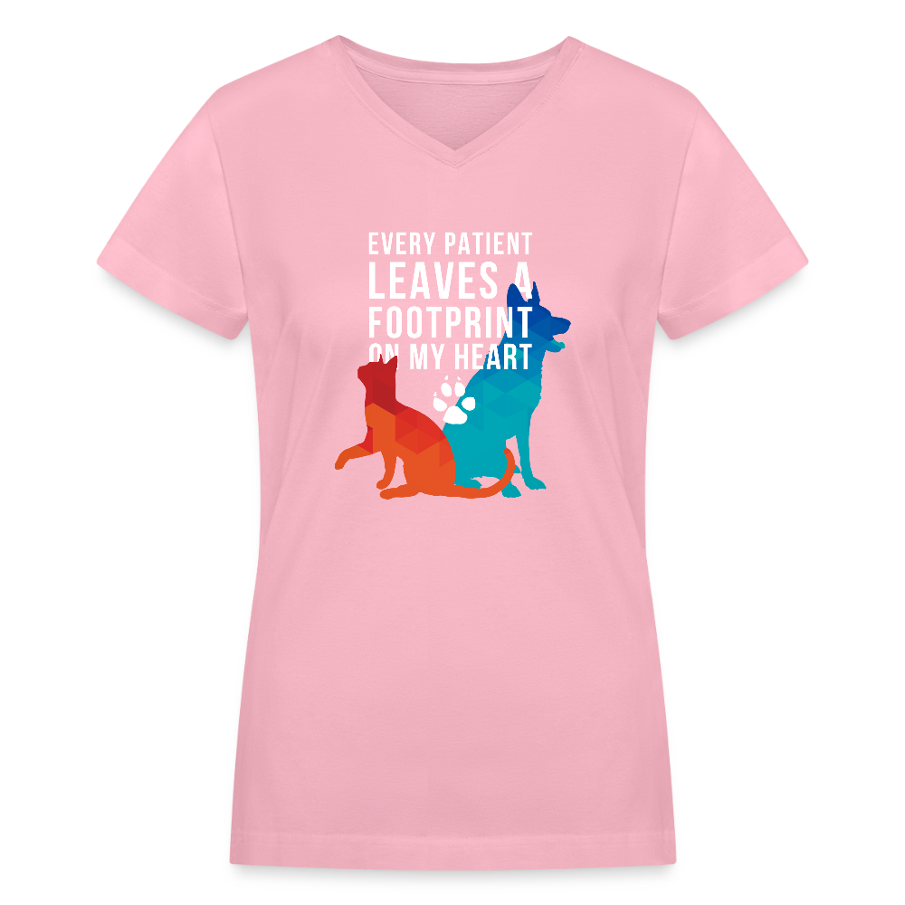 Every patient leaves a pawprint on my heart Women's V-Neck T-Shirt-Women's V-Neck T-Shirt | LAT 3507-Teelime | shirts-hoodies-mugs