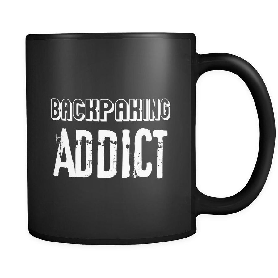 Backpacking Backpacking Addict 11oz Black Mug-Drinkware-Teelime | shirts-hoodies-mugs