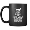 Basset hound Keep Calm and Hug Your Basset hound 11oz Black Mug-Drinkware-Teelime | shirts-hoodies-mugs