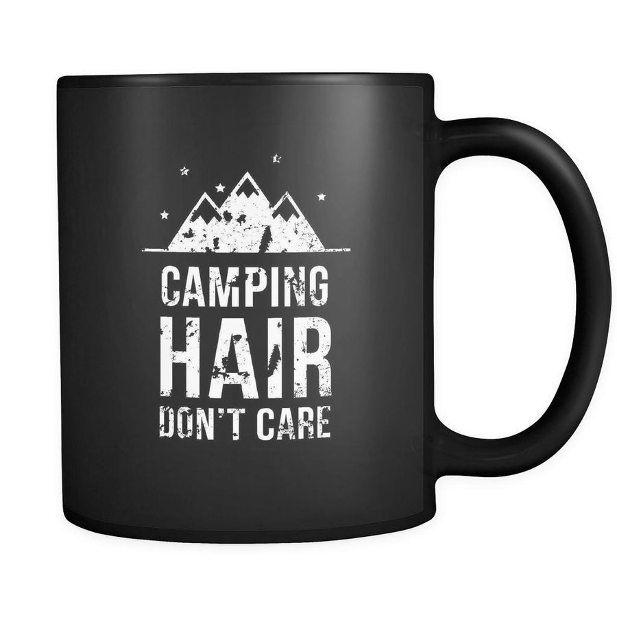 Camping Camping hair don't care 11oz Black Mug