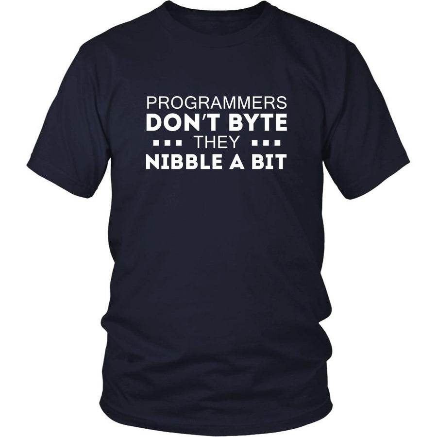 Coding T Shirt - Programmers don't bite they nibble a bit