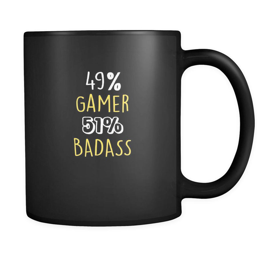 Gamer 49% Gamer 51% Badass 11oz Black Mug-Drinkware-Teelime | shirts-hoodies-mugs
