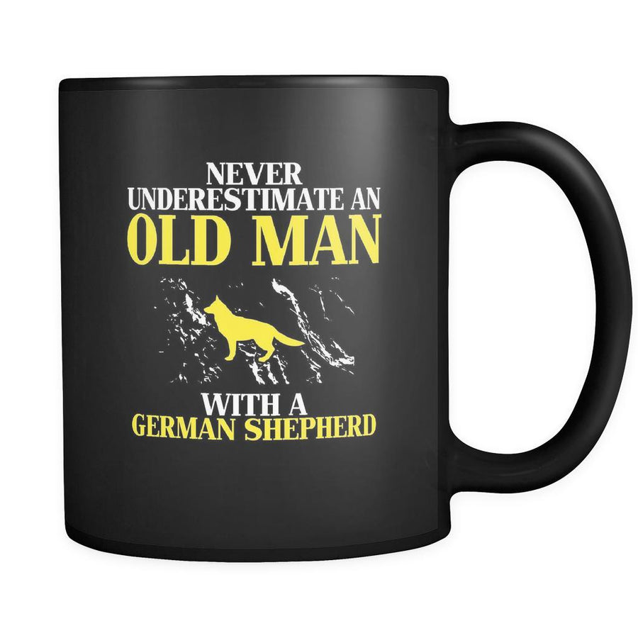 German shepherd Never underestimate an old man with a German shepherd 11oz Black Mug-Drinkware-Teelime | shirts-hoodies-mugs