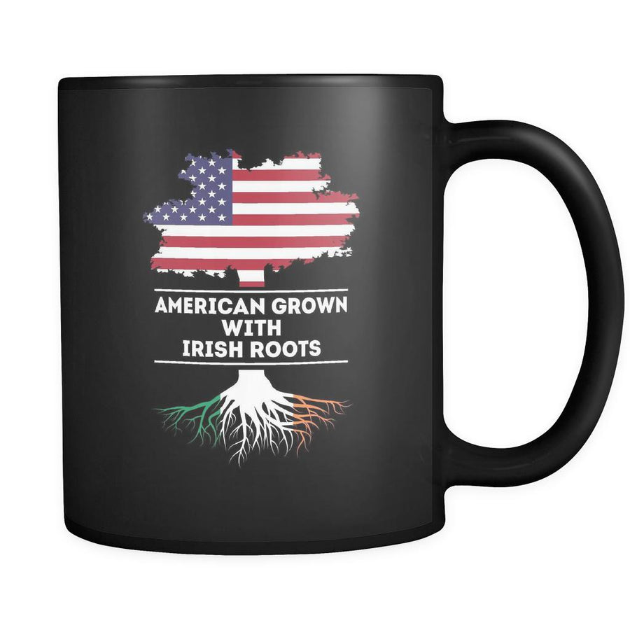 Irish roots American grown with Irish roots 11oz Black Mug