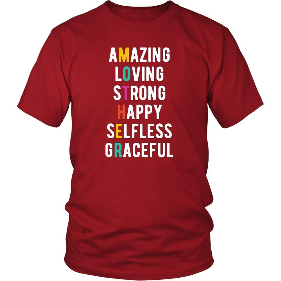 Mother's Day T Shirt - Amazing Loving Strong Happy Selfless Graceful Mother