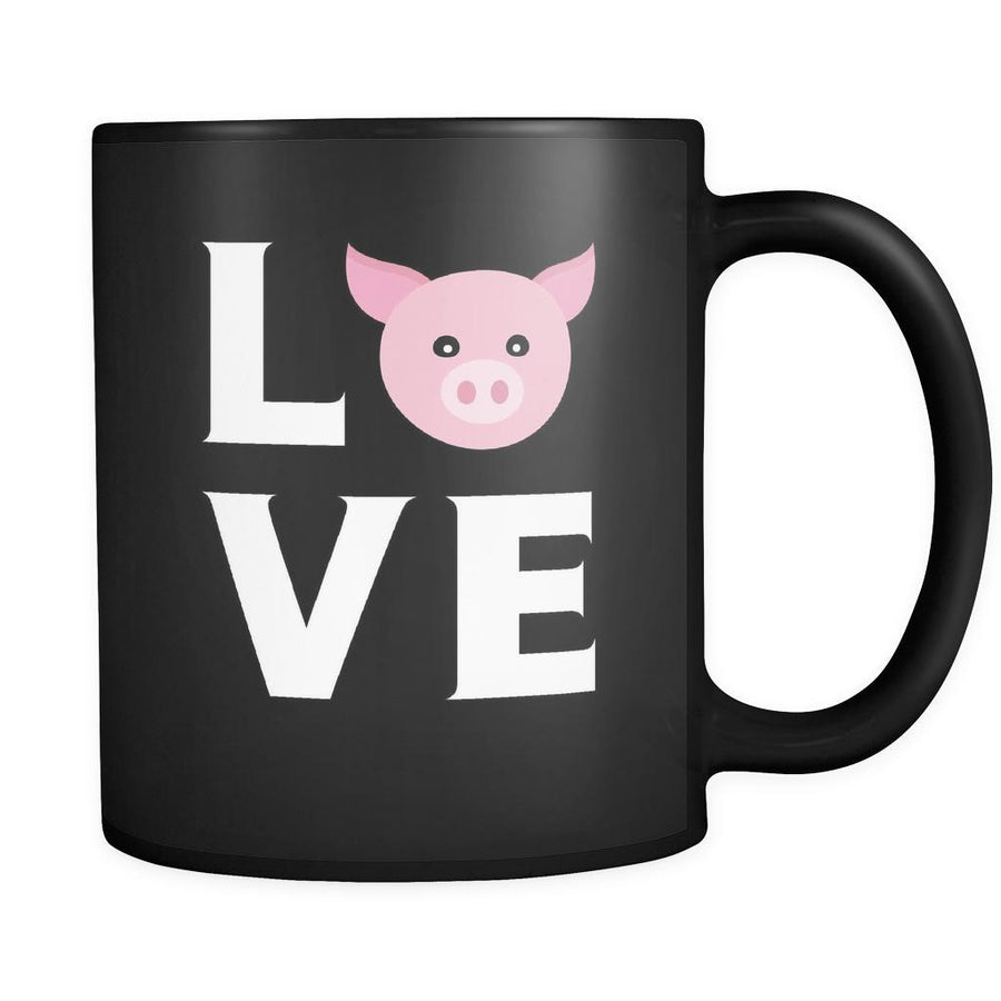 Pig - LOVE Pig - 11oz Black Mug-Drinkware-Teelime | shirts-hoodies-mugs