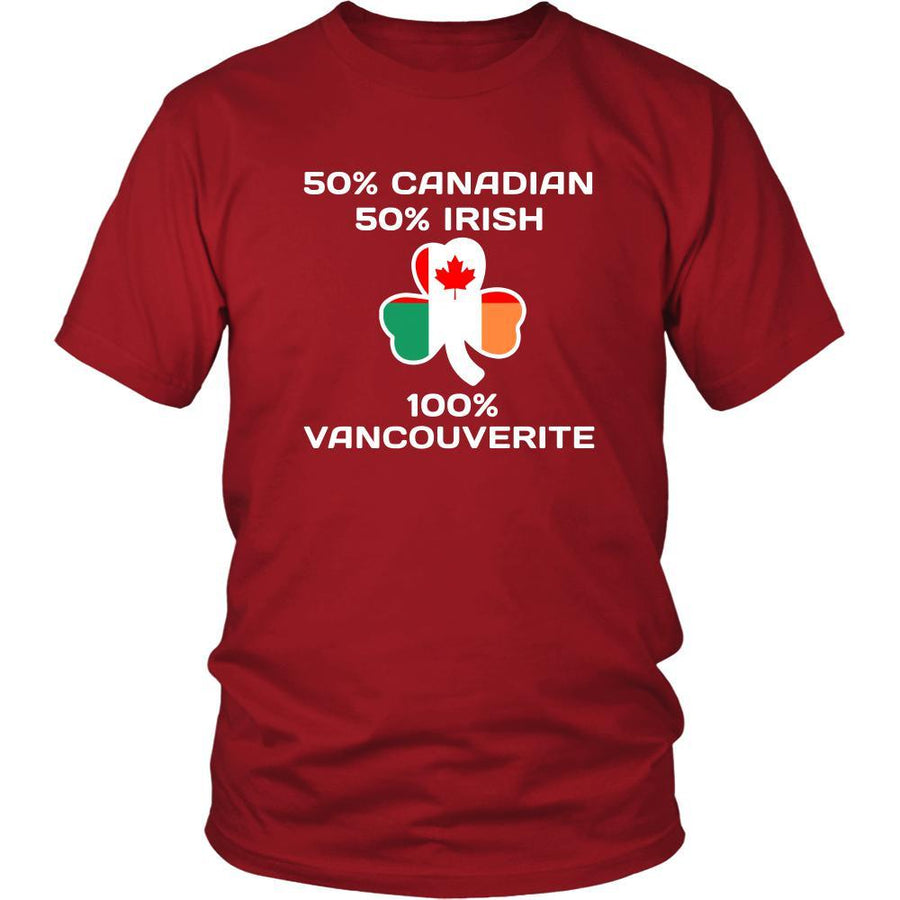 Saint Patrick's Day - " 100 % Vancouver Canada Irish " - custom made  funny t-shirts.