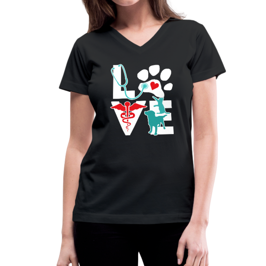 Veterinarian Love Cat and Dog Women's V-Neck T-Shirt-Women's V-Neck T-Shirt-Teelime | shirts-hoodies-mugs
