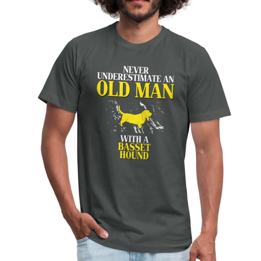 Never Underestimate an Old Man With a Basset Hound Unisex Canvas T-Shirt