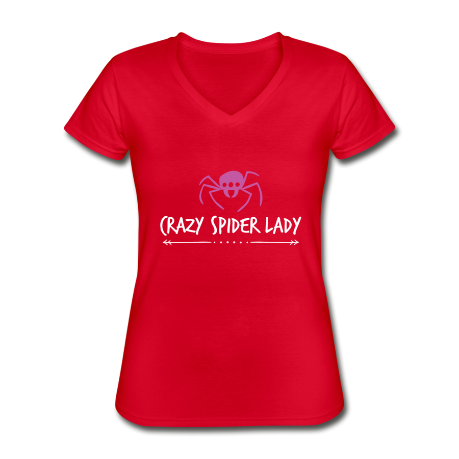 Crazy Spider Lady Women's V-Neck T-Shirt-Women's V-Neck T-Shirt | Fruit of the Loom L39VR-Teelime | shirts-hoodies-mugs