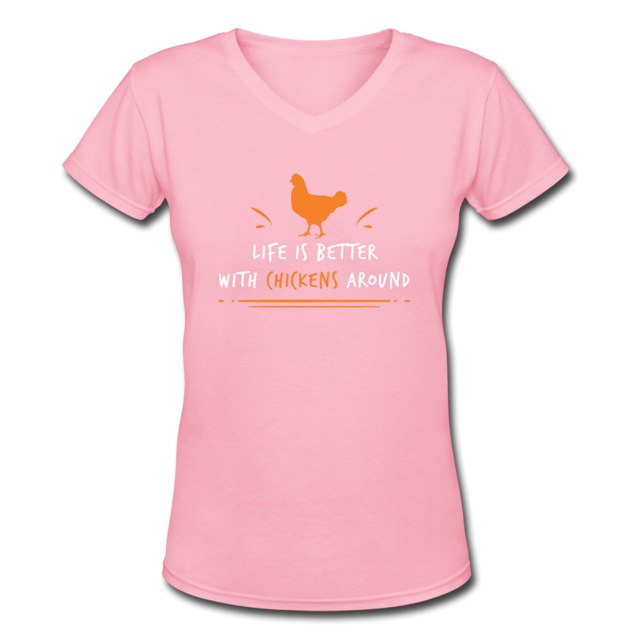 Chicken Shirt - Life Is Better - Animal Lover Gift Women's V-Neck T-Shirt-Women's V-Neck T-Shirt | LAT 3507-Teelime | shirts-hoodies-mugs