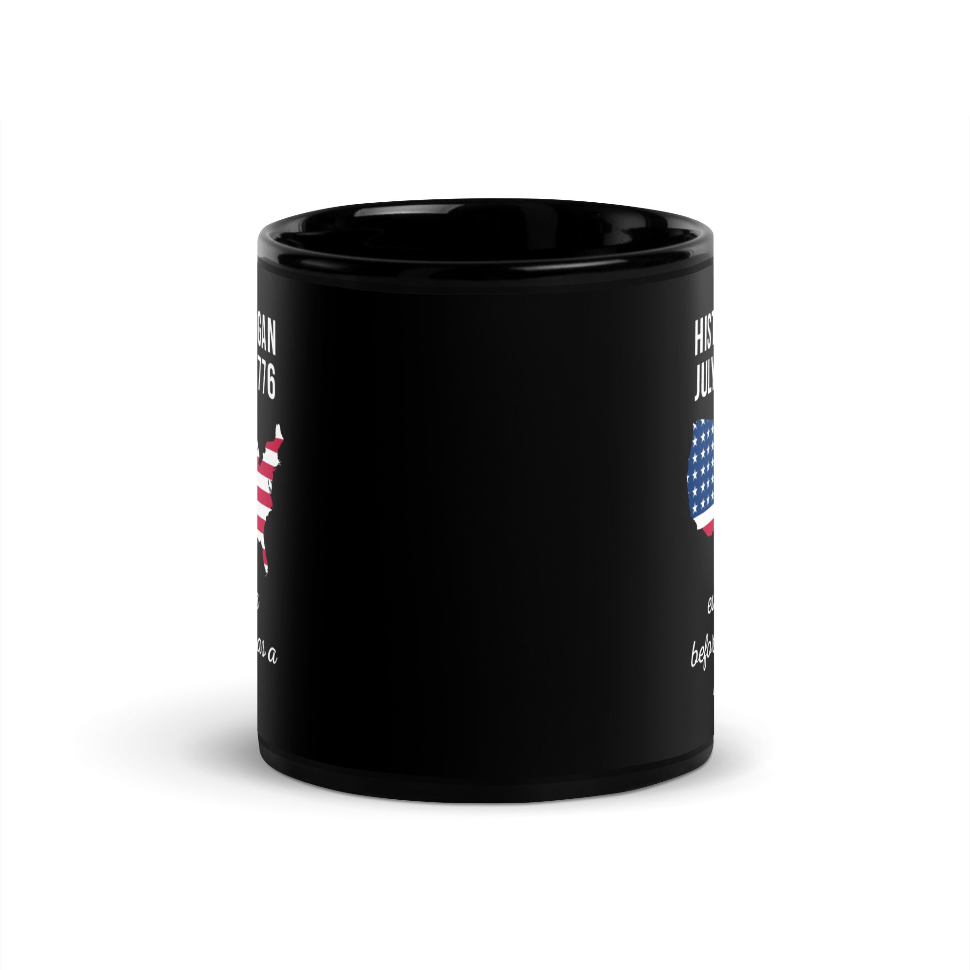Proud American mug History began July 4th Black Glossy Mug-Teelime | shirts-hoodies-mugs