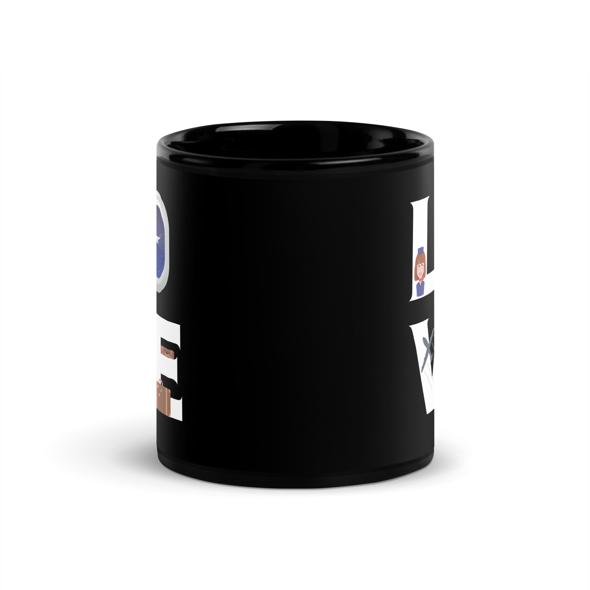 LOVE Flight attendant / Stewardess Black Glossy Mug-Teelime | shirts-hoodies-mugs