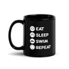 Swimming - Eat Sleep Swim Repeat Black Glossy Mug-Teelime | shirts-hoodies-mugs