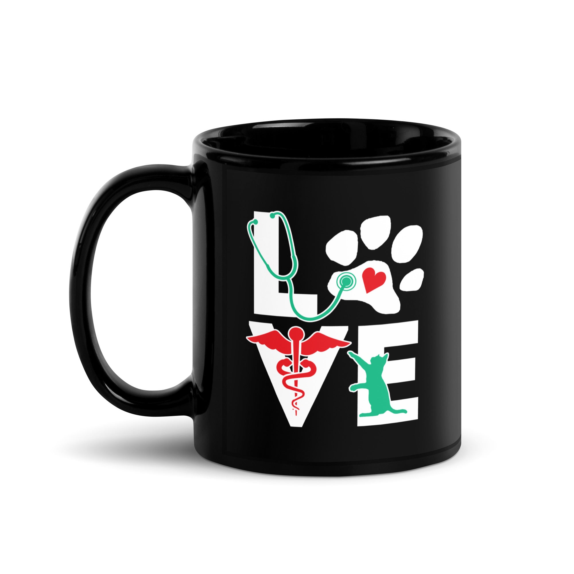 Love Cat Black Glossy Mug-Teelime | shirts-hoodies-mugs