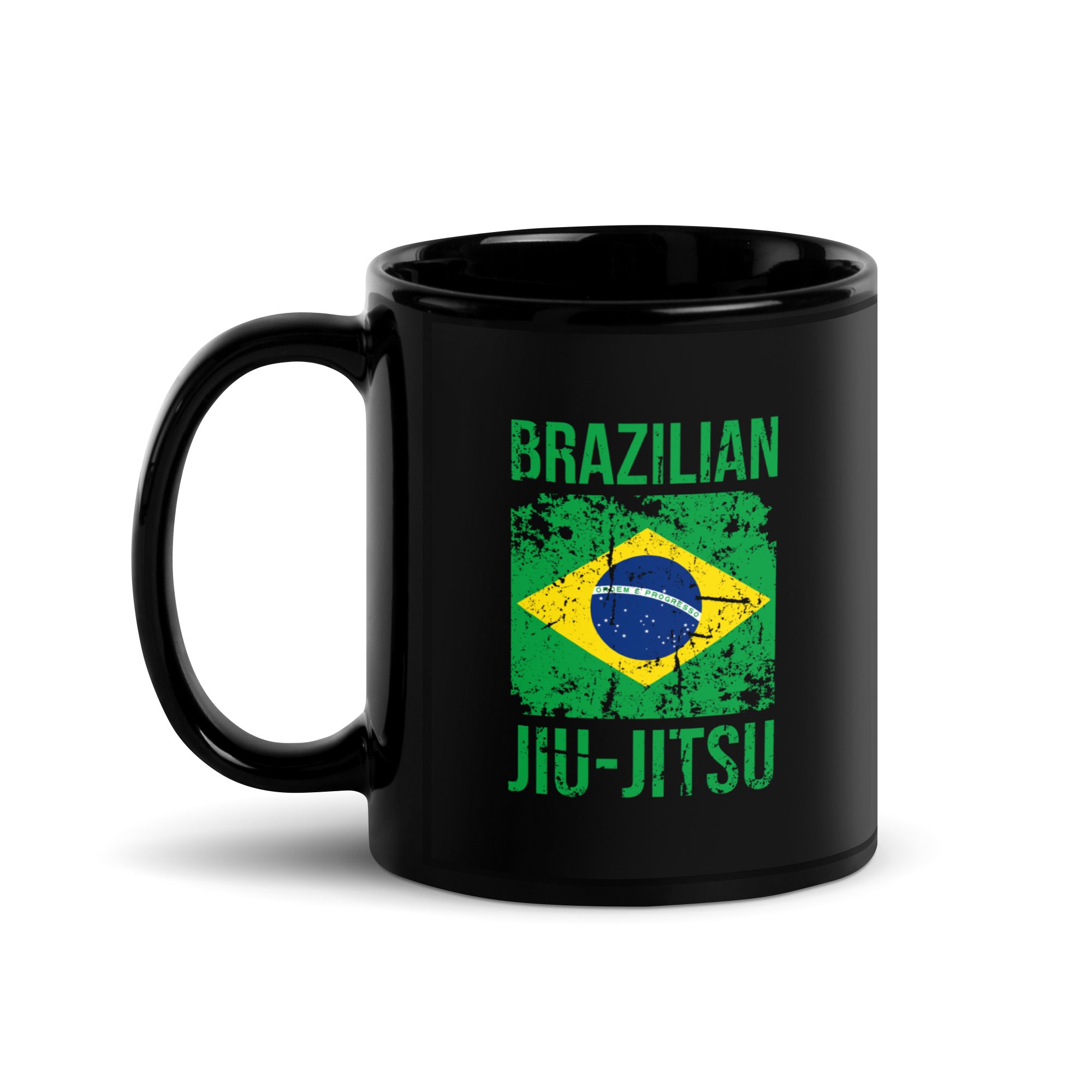 Brazilian Jiu Jitsu - BJJ Flag Black Glossy Mug-Teelime | shirts-hoodies-mugs