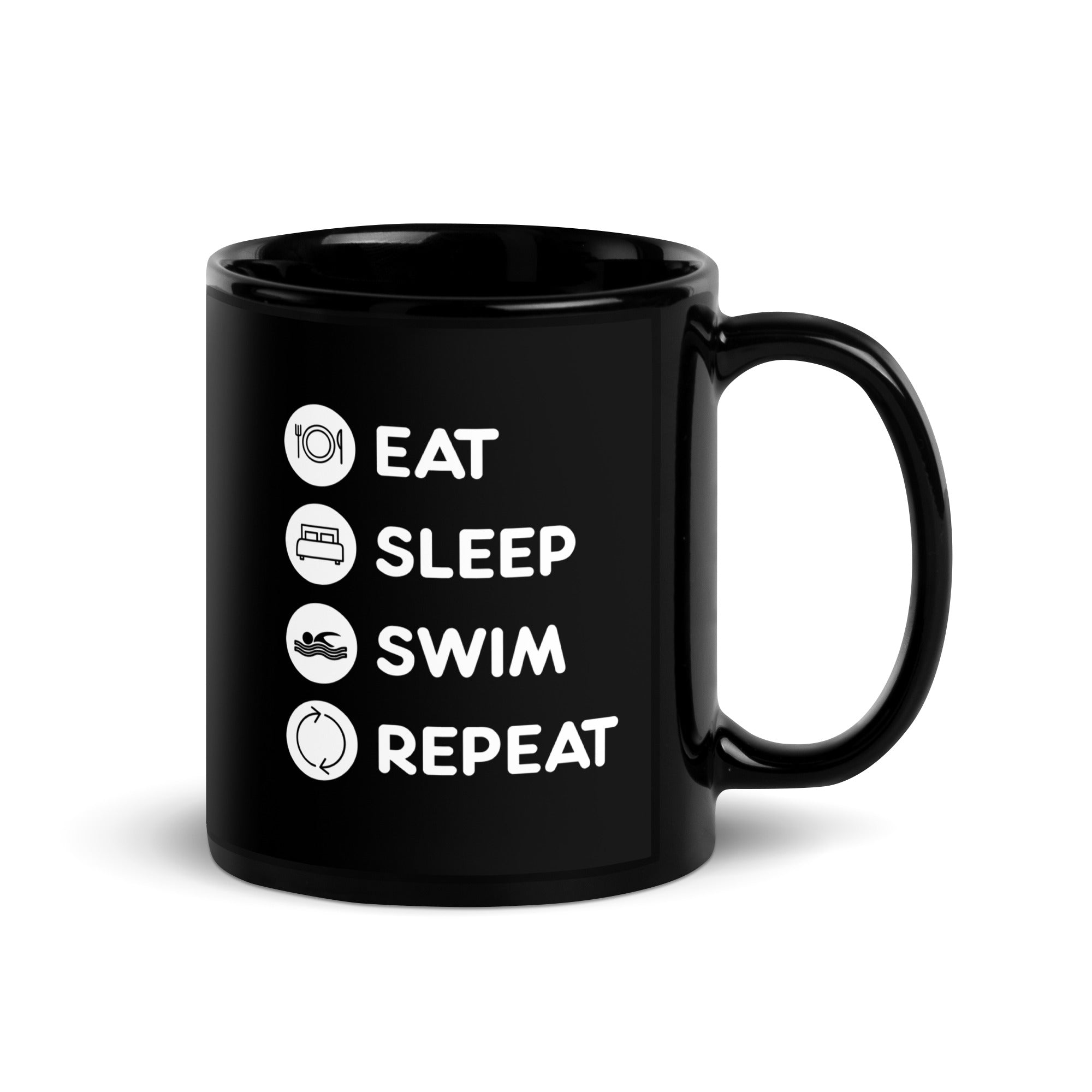 Swimming - Eat Sleep Swim Repeat Black Glossy Mug-Teelime | shirts-hoodies-mugs