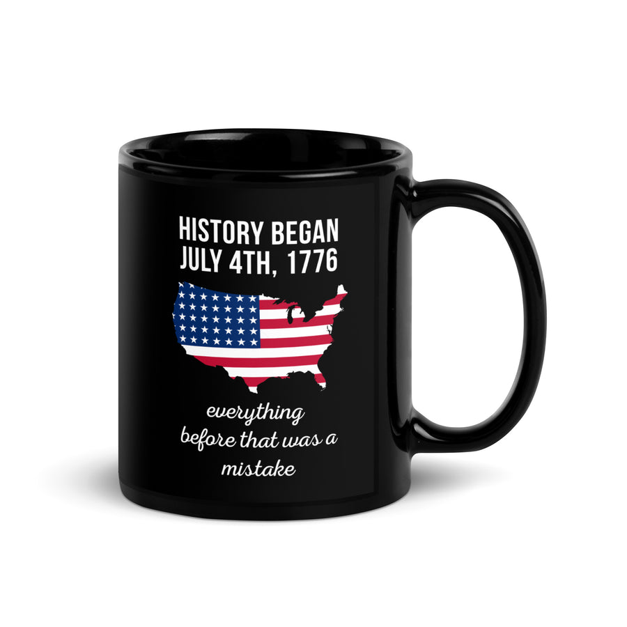 Proud American mug History began July 4th Black Glossy Mug-Teelime | shirts-hoodies-mugs