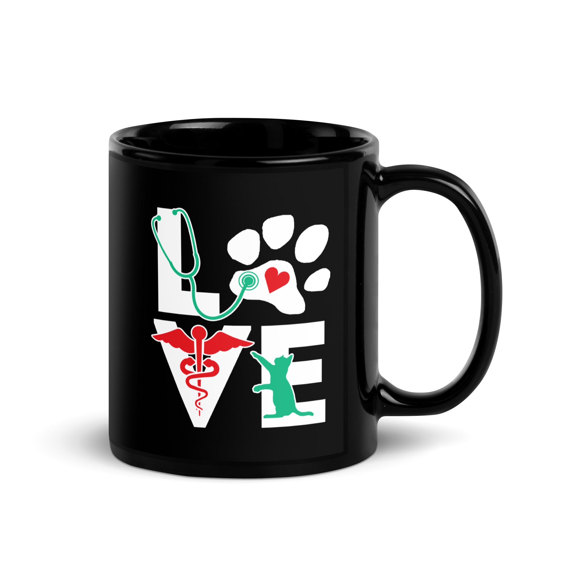 Love Cat Black Glossy Mug-Teelime | shirts-hoodies-mugs
