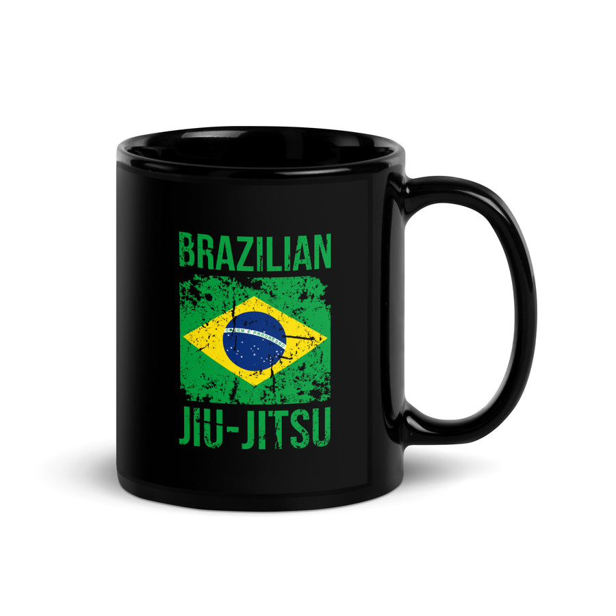 Brazilian Jiu Jitsu - BJJ Flag Black Glossy Mug-Teelime | shirts-hoodies-mugs