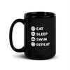 Swimming - Eat Sleep Swim Repeat Black Glossy Mug-Teelime | shirts-hoodies-mugs