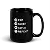 Swimming - Eat Sleep Swim Repeat Black Glossy Mug-Teelime | shirts-hoodies-mugs