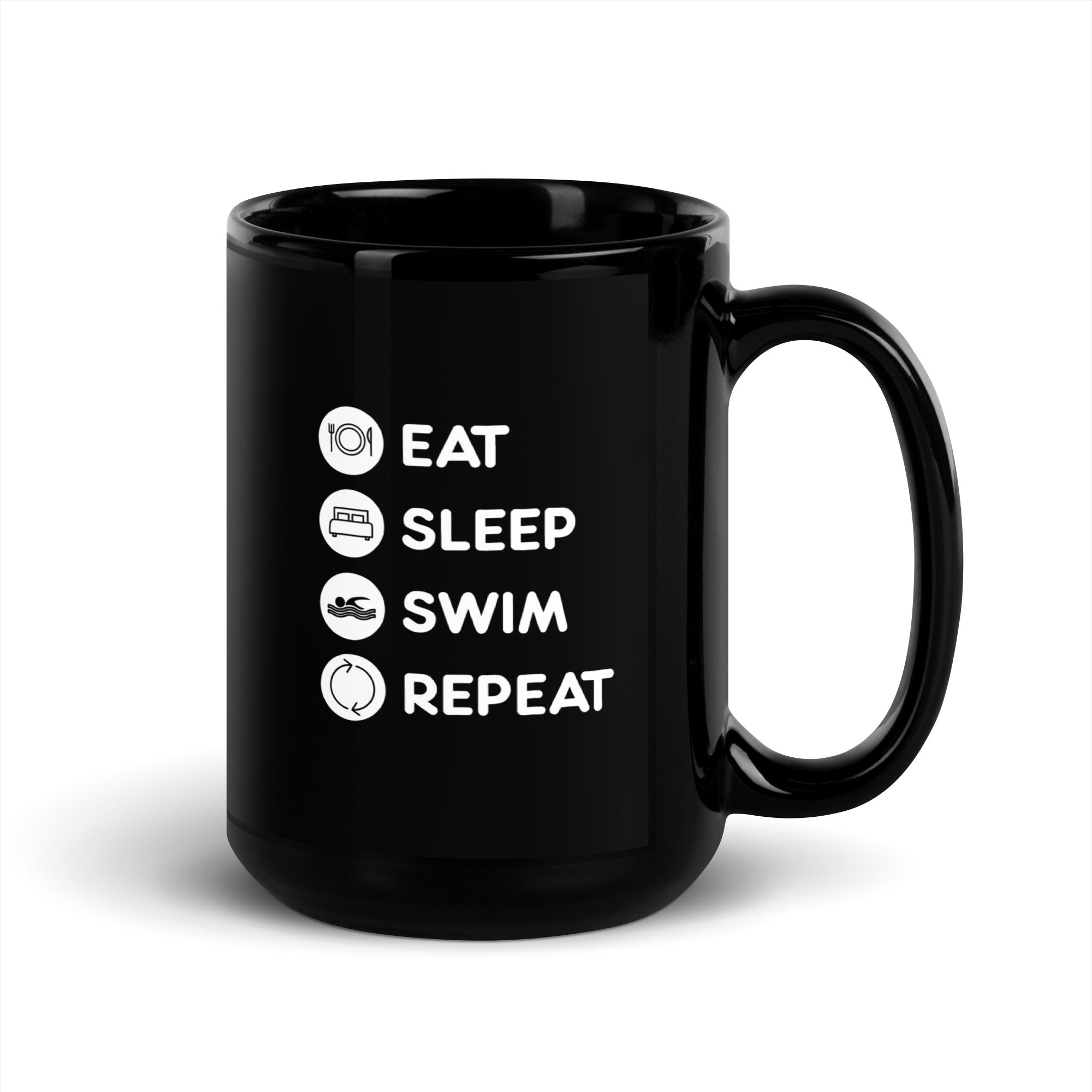 Swimming - Eat Sleep Swim Repeat Black Glossy Mug-Teelime | shirts-hoodies-mugs