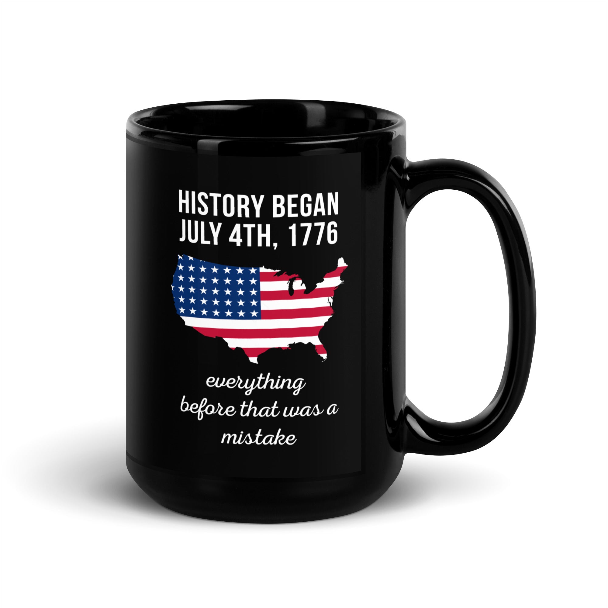 Proud American mug History began July 4th Black Glossy Mug-Teelime | shirts-hoodies-mugs