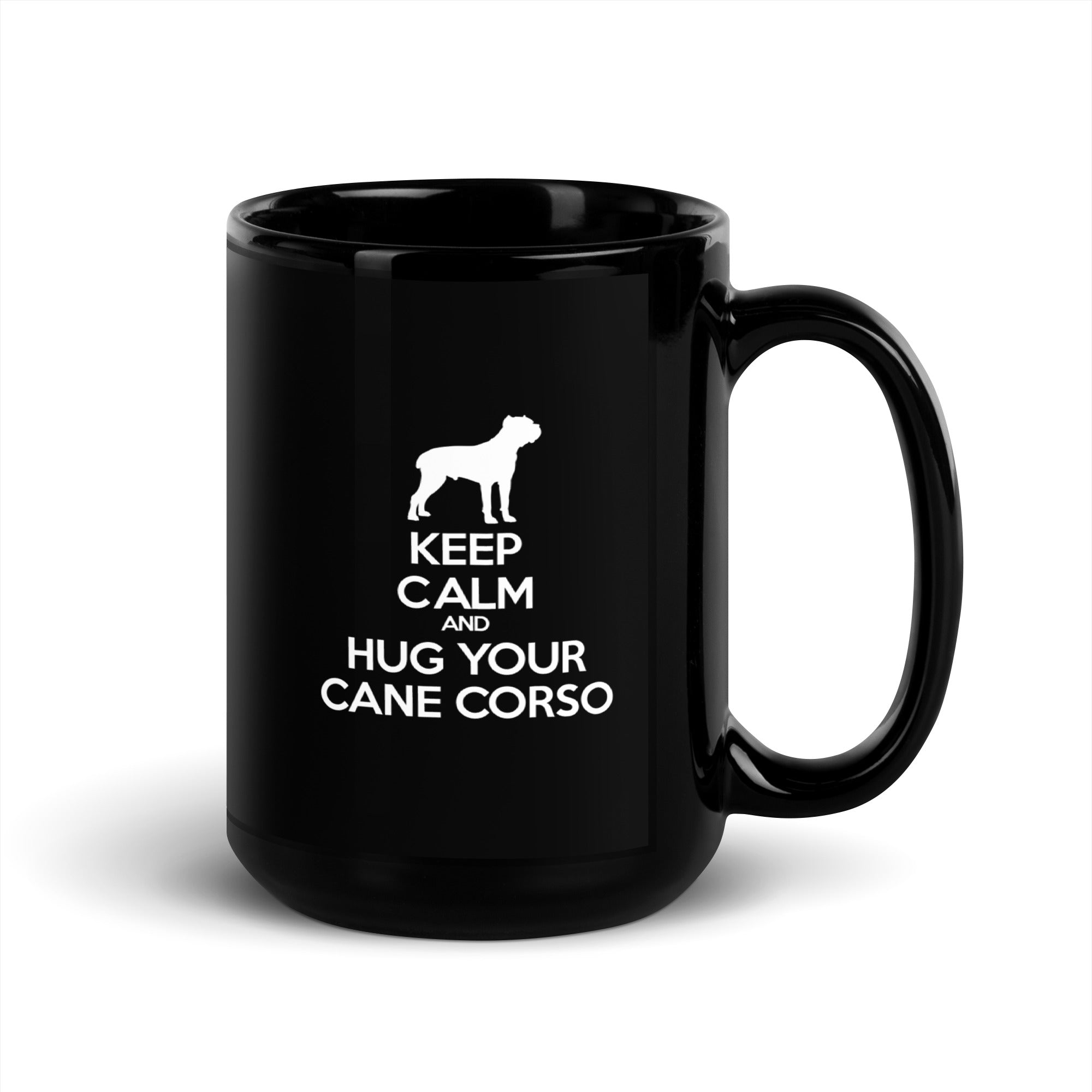 Keep Calm and Hug Your Cane Corso Black Glossy Mug-Teelime | shirts-hoodies-mugs