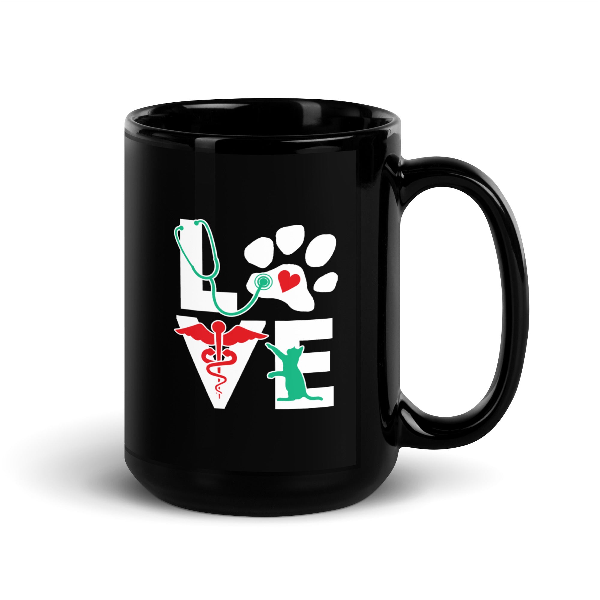 Love Cat Black Glossy Mug-Teelime | shirts-hoodies-mugs