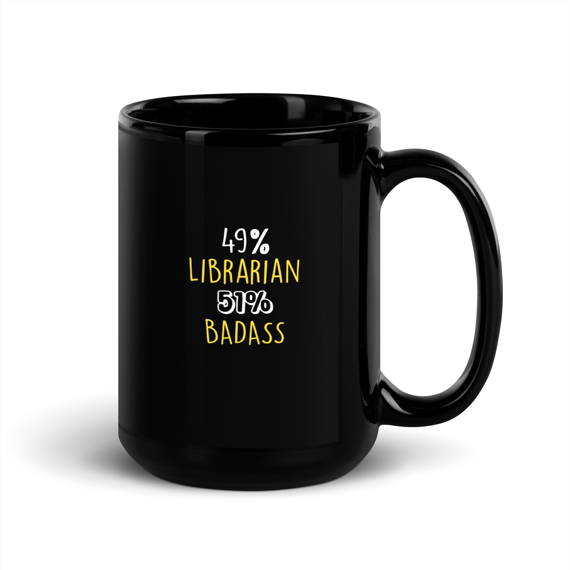 49% Librarian 51% Badass Black Glossy Mug-Teelime | shirts-hoodies-mugs