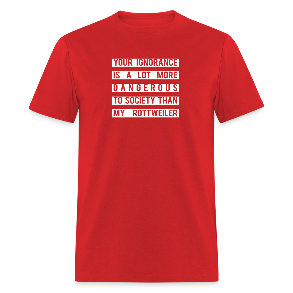 Your Ignorance is a lot more dangerous to society than my Rottweiler Unisex Classic T-Shirt-Unisex Classic T-Shirt | Fruit of the Loom 3930-Teelime | shirts-hoodies-mugs