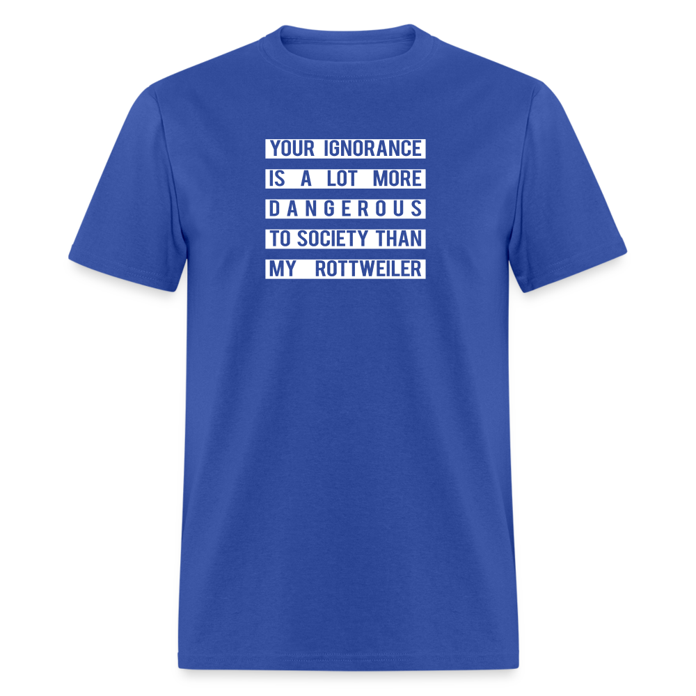 Your Ignorance is a lot more dangerous to society than my Rottweiler Unisex Classic T-Shirt-Unisex Classic T-Shirt | Fruit of the Loom 3930-Teelime | shirts-hoodies-mugs