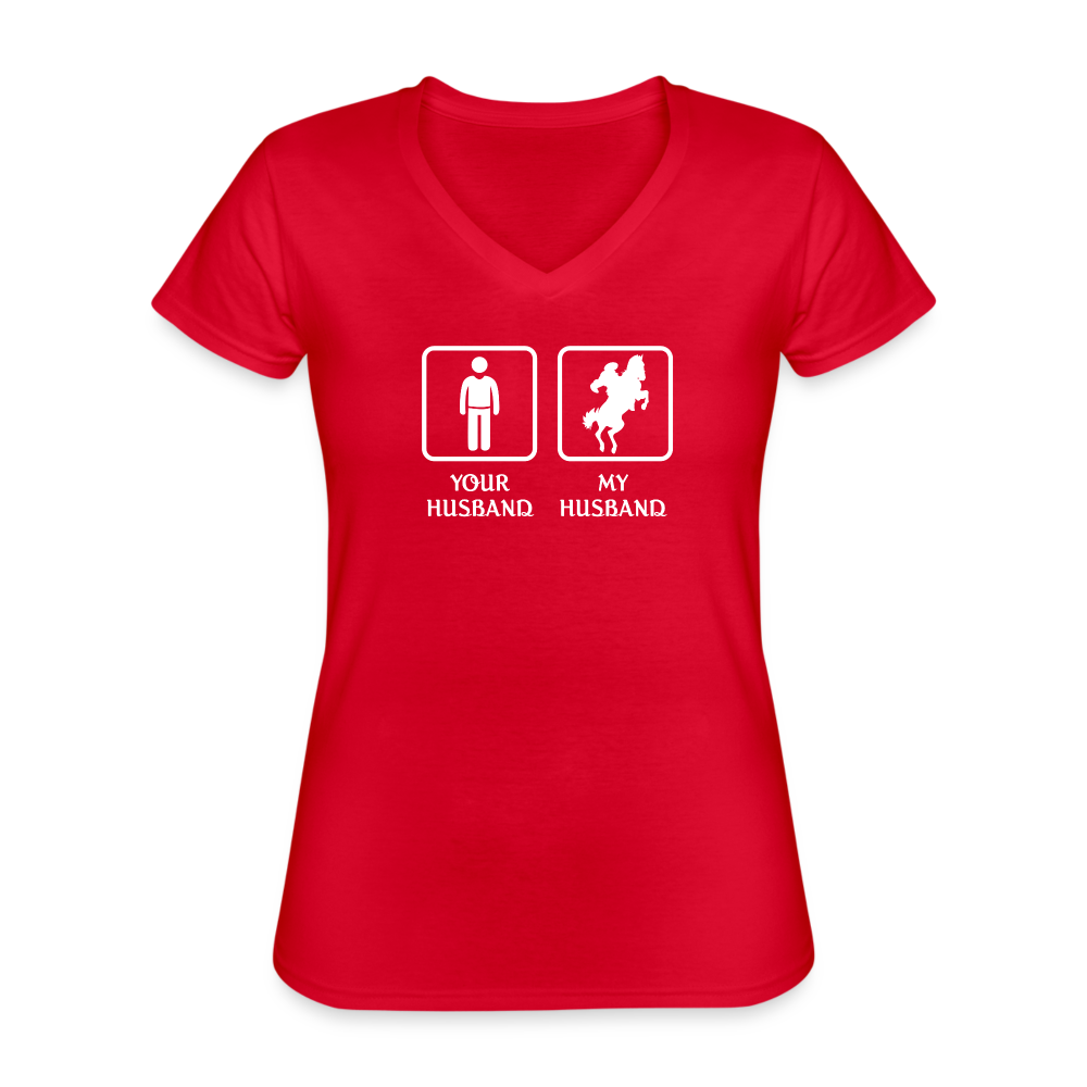 Horse Riding - Your husband My husband Women's V-Neck T-Shirt-Women's V-Neck T-Shirt | Fruit of the Loom L39VR-Teelime | shirts-hoodies-mugs