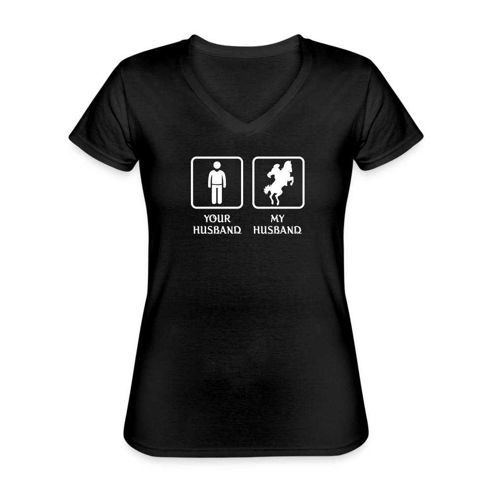 Horse Riding - Your husband My husband Women's V-Neck T-Shirt-Women's V-Neck T-Shirt | Fruit of the Loom L39VR-Teelime | shirts-hoodies-mugs