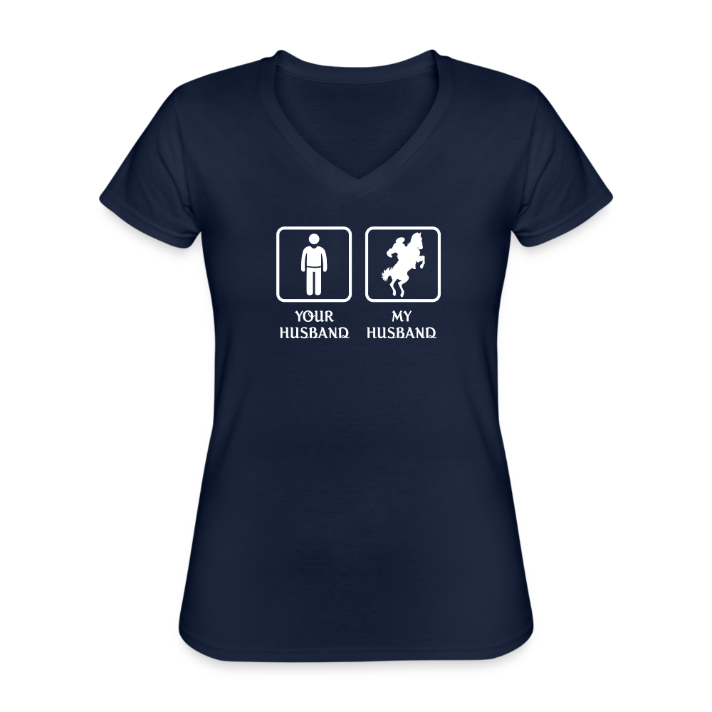 Horse Riding - Your husband My husband Women's V-Neck T-Shirt-Women's V-Neck T-Shirt | Fruit of the Loom L39VR-Teelime | shirts-hoodies-mugs
