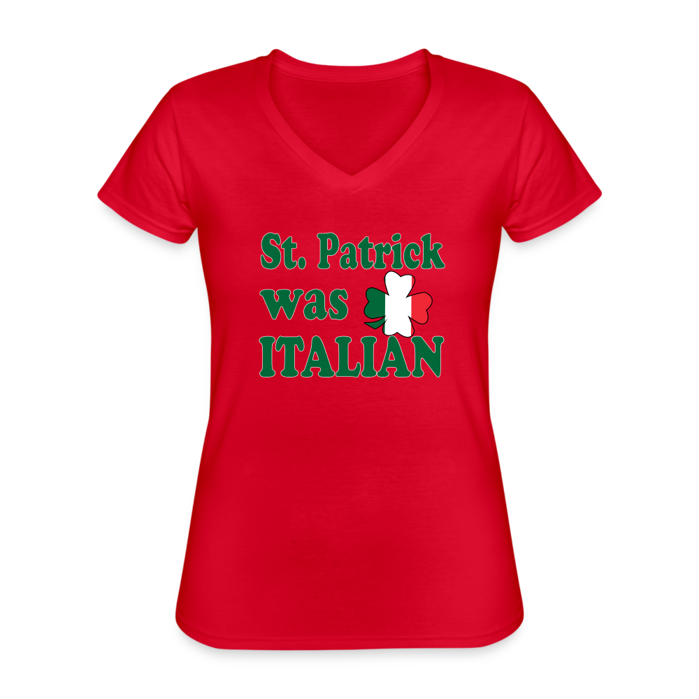 St. Patrick was Italian Women's V-Neck T-Shirt-Women's V-Neck T-Shirt | Fruit of the Loom L39VR-Teelime | shirts-hoodies-mugs