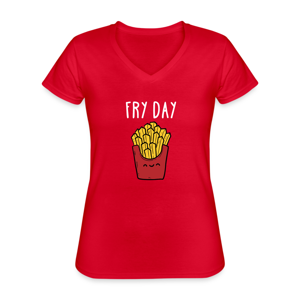 Fry Day Women's V-Neck T-Shirt-Women's V-Neck T-Shirt | Fruit of the Loom L39VR-Teelime | shirts-hoodies-mugs