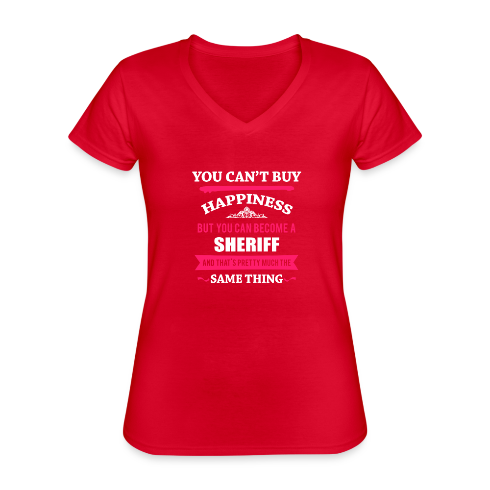 You can't buy happiness but you can become a Sheriff and that's pretty much the same thing Women's V-Neck T-Shirt-Women's V-Neck T-Shirt | Fruit of the Loom L39VR-Teelime | shirts-hoodies-mugs