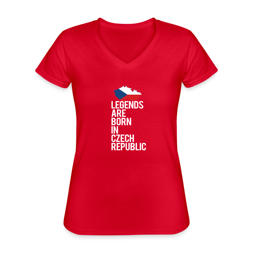 Legends are born in Czech Republic Women's V-Neck T-Shirt-Women's V-Neck T-Shirt | Fruit of the Loom L39VR-Teelime | shirts-hoodies-mugs