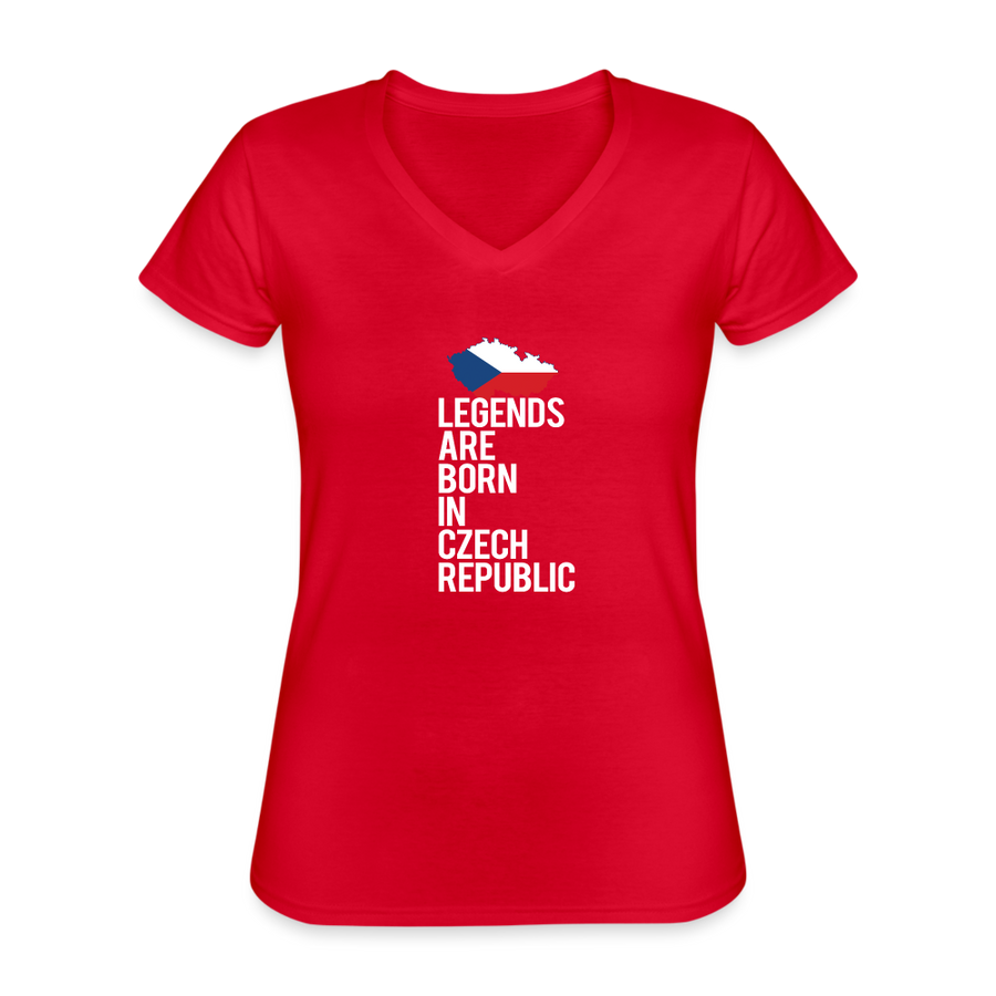 Legends are born in Czech Republic Women's V-Neck T-Shirt-Women's V-Neck T-Shirt | Fruit of the Loom L39VR-Teelime | shirts-hoodies-mugs