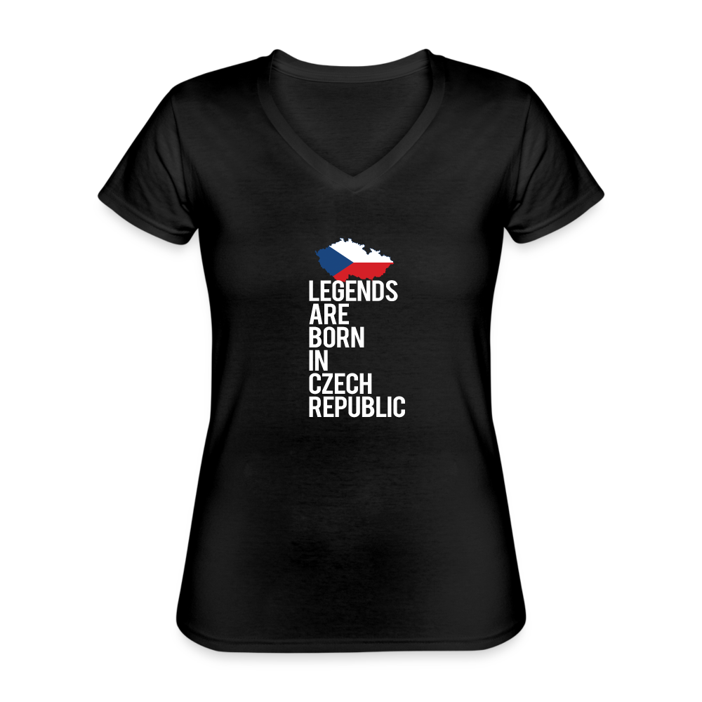 Legends are born in Czech Republic Women's V-Neck T-Shirt-Women's V-Neck T-Shirt | Fruit of the Loom L39VR-Teelime | shirts-hoodies-mugs