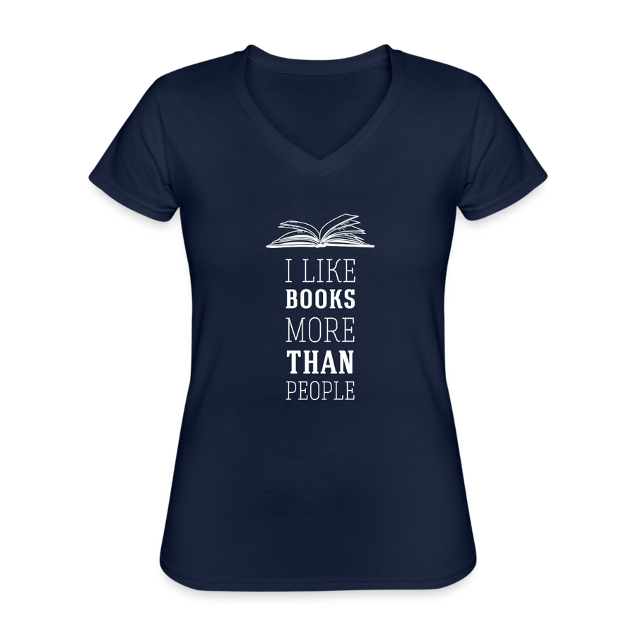 I like books more than people Women's V-Neck T-Shirt-Women's V-Neck T-Shirt | Fruit of the Loom L39VR-Teelime | shirts-hoodies-mugs