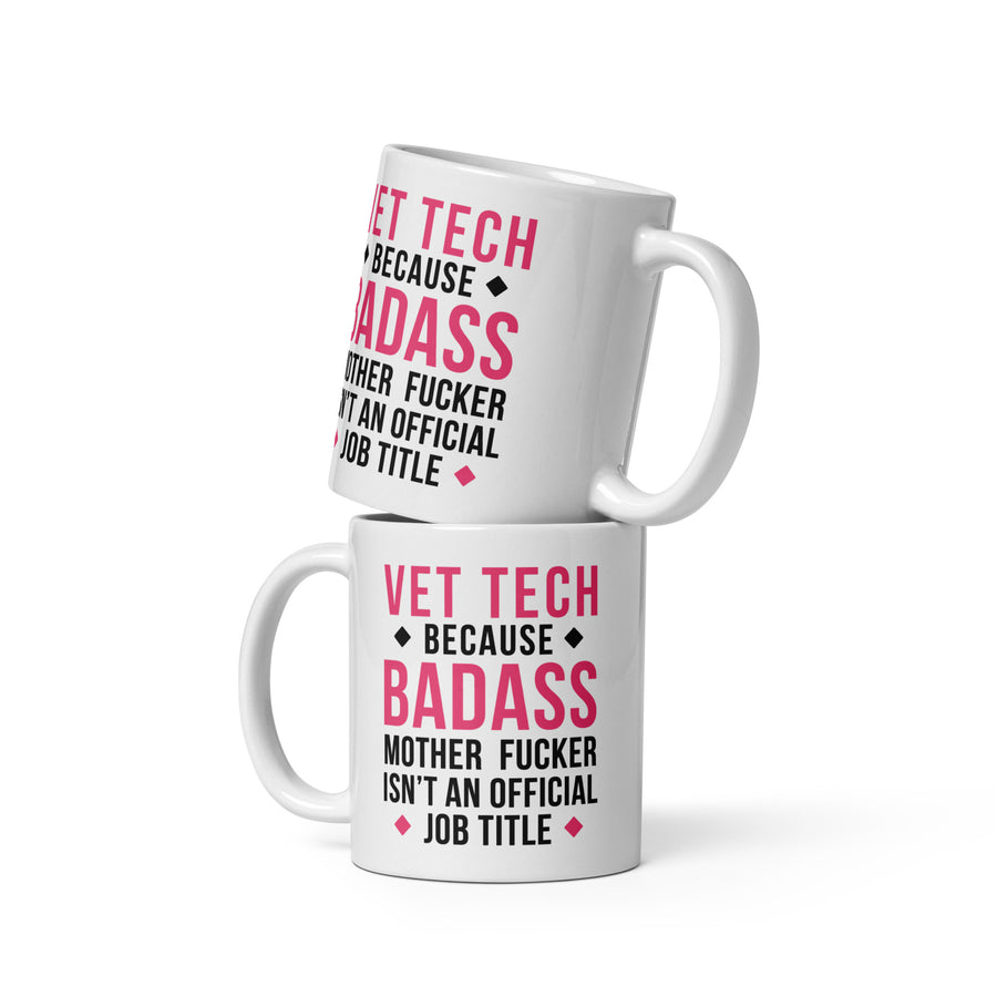 Badass Vet Tech White glossy mug-Teelime | shirts-hoodies-mugs