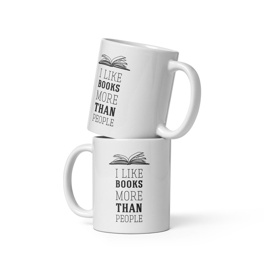 I like books more than people White glossy mug-Teelime | shirts-hoodies-mugs