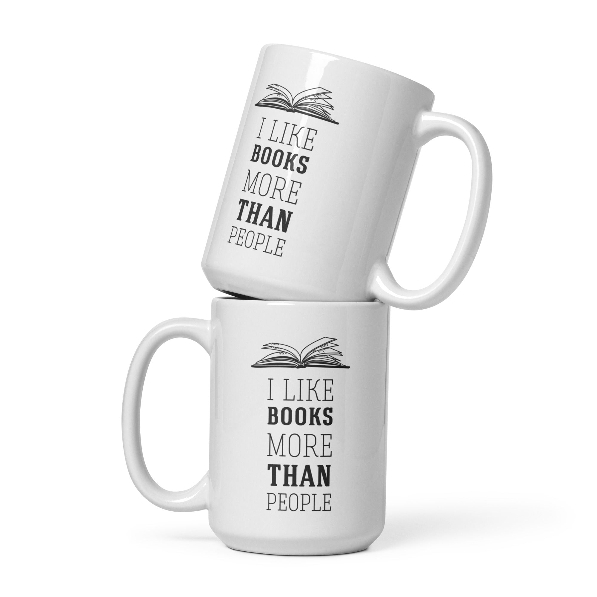 I like books more than people White glossy mug-Teelime | shirts-hoodies-mugs