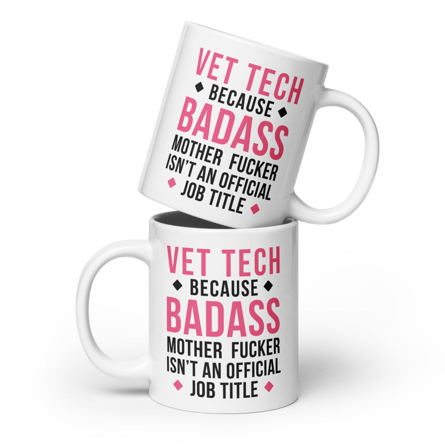Badass Vet Tech White glossy mug-Teelime | shirts-hoodies-mugs
